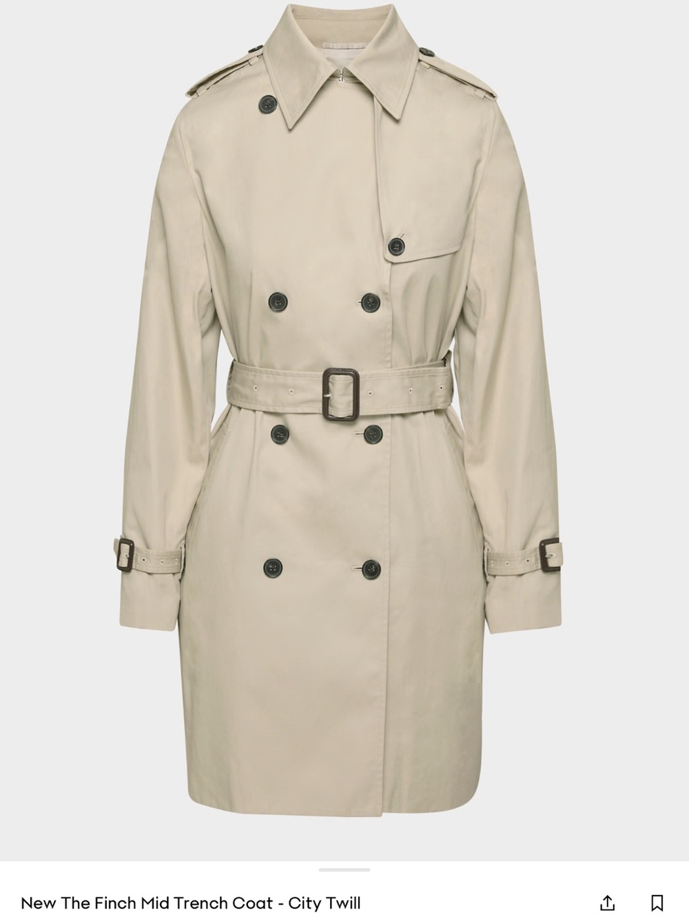 Aritzia Finch Mid Trench Coat - Marcona Beige